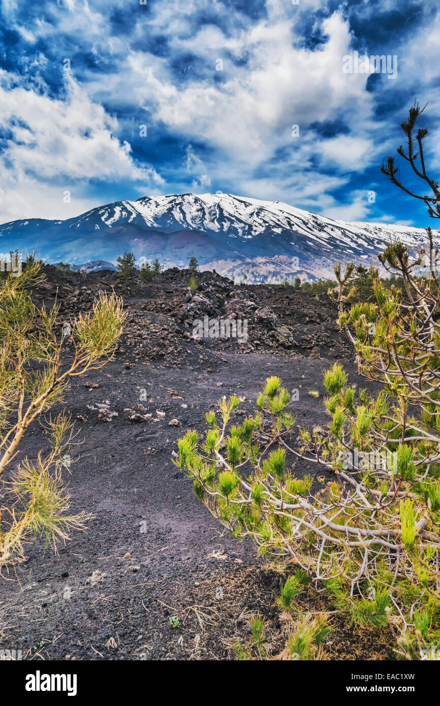 L'Etna est à 3323 mètres et le plus haut d'Europe plus volcan actif, Sicile, Italie, Europe Banque D'Images