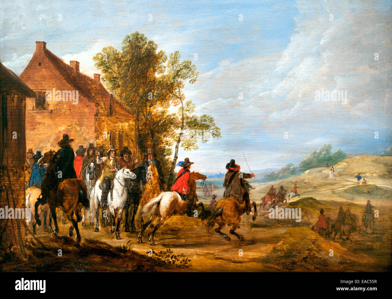 Cavaliers près d'une masure - Cavaliers près d'un shack Adam Frans Van der Meulen 1632-1690 Belgique belge flamande Banque D'Images
