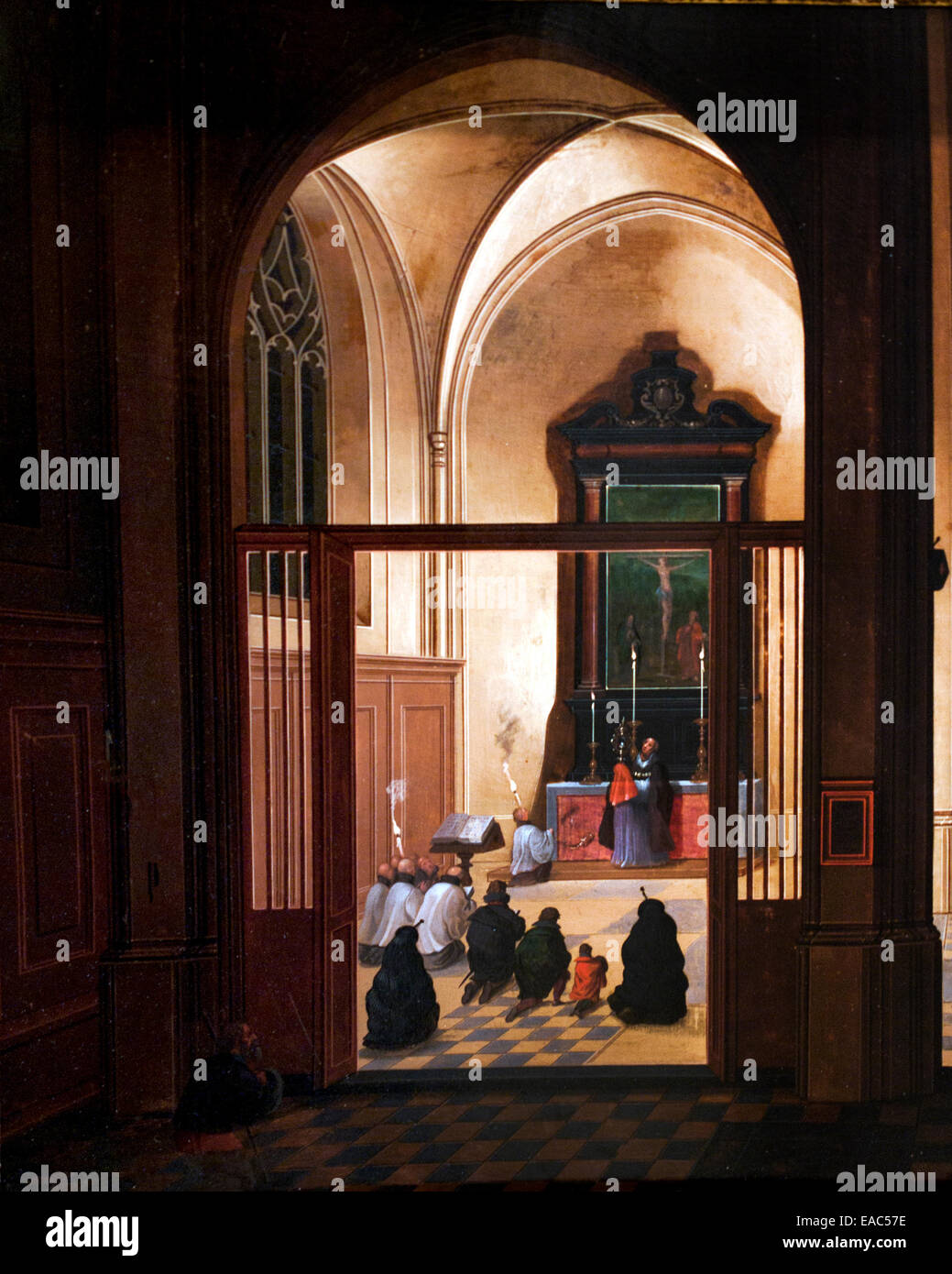 A l'intérieur de l'église avec le Saint Sacrement du salut par Pieter Neeffs ( Neefs ) 1578 - 1656) peintre baroque flamand Banque D'Images