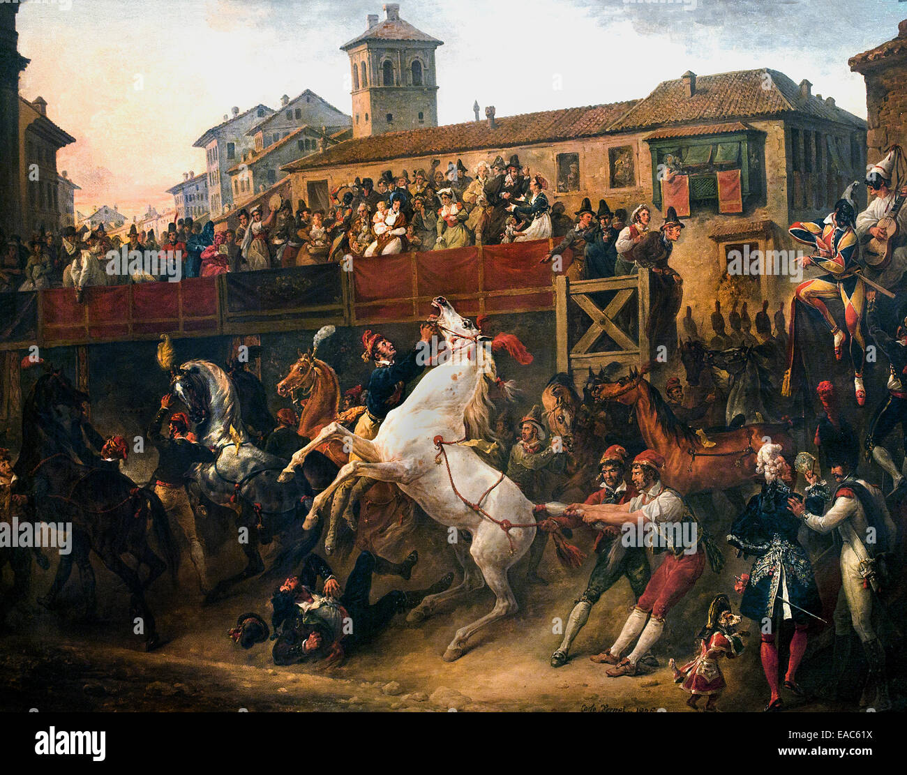Antoine Charles Horace Vernet, dit Carle 1758-1836 France French courses de chevaux gratuitement sur le Corso à Rome Italie Banque D'Images