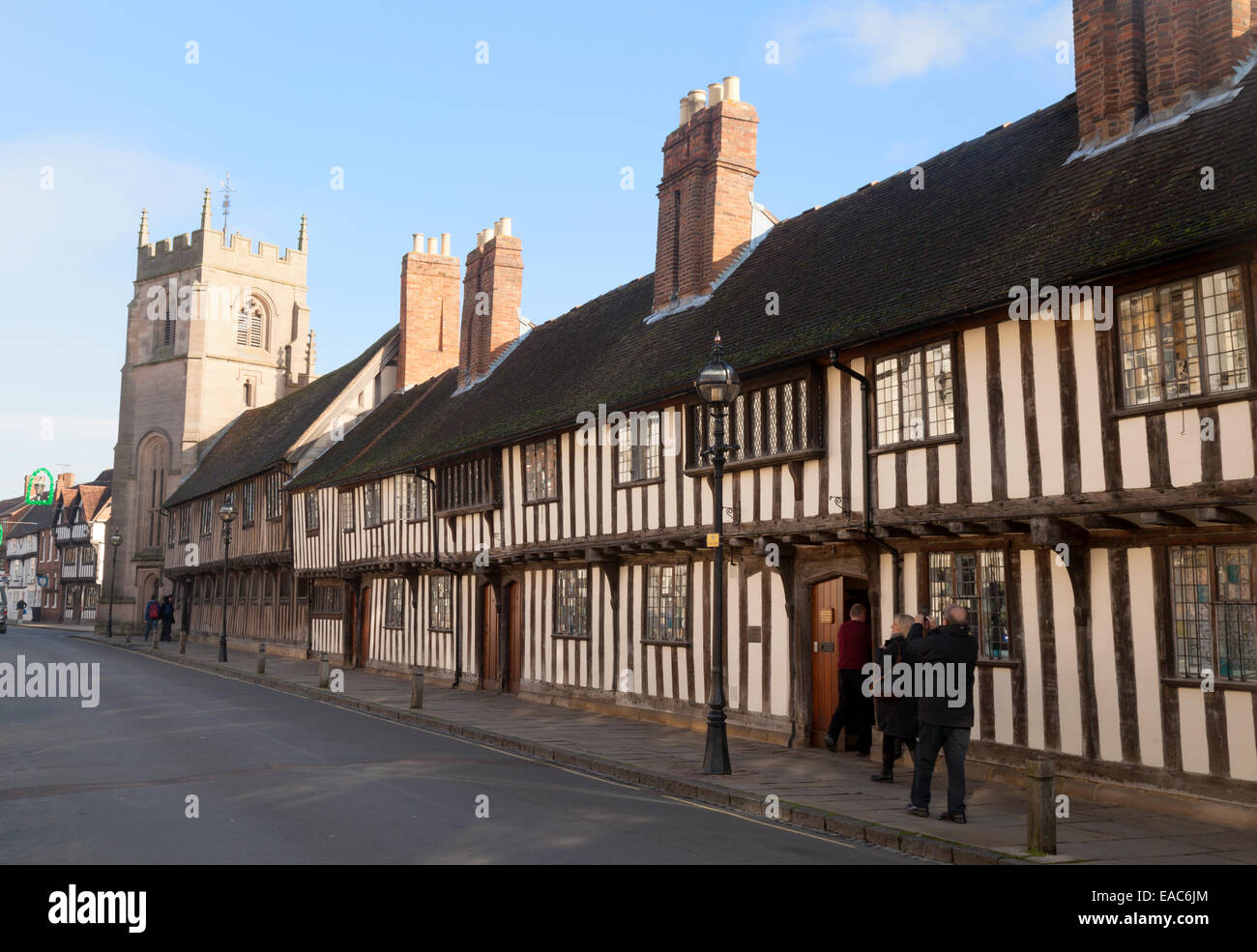 Tudor médiéval Alms maisons du 16e siècle, Chapel Street, Stratford upon Avon, Warwickshire, Angleterre, Royaume-Uni Banque D'Images