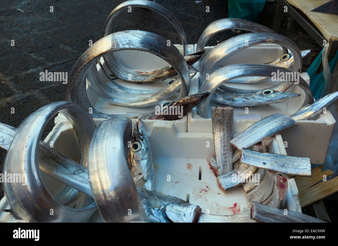 Marché aux poissons de Catane Sicile Italie Banque D'Images