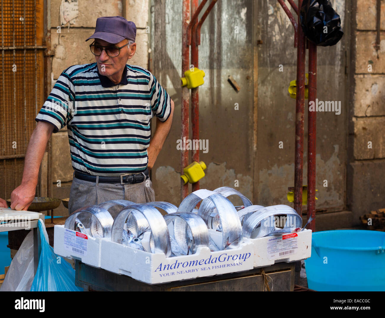 Marché aux poissons de Catane Sicile Italie Banque D'Images