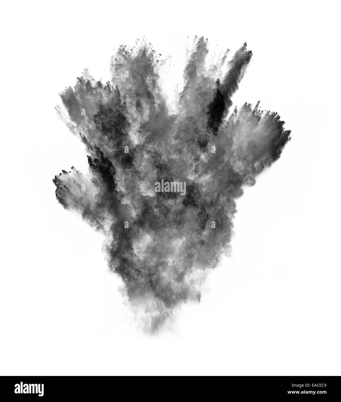 Motion de gel d'explosion de poussière blanc isolé sur fond blanc Banque D'Images