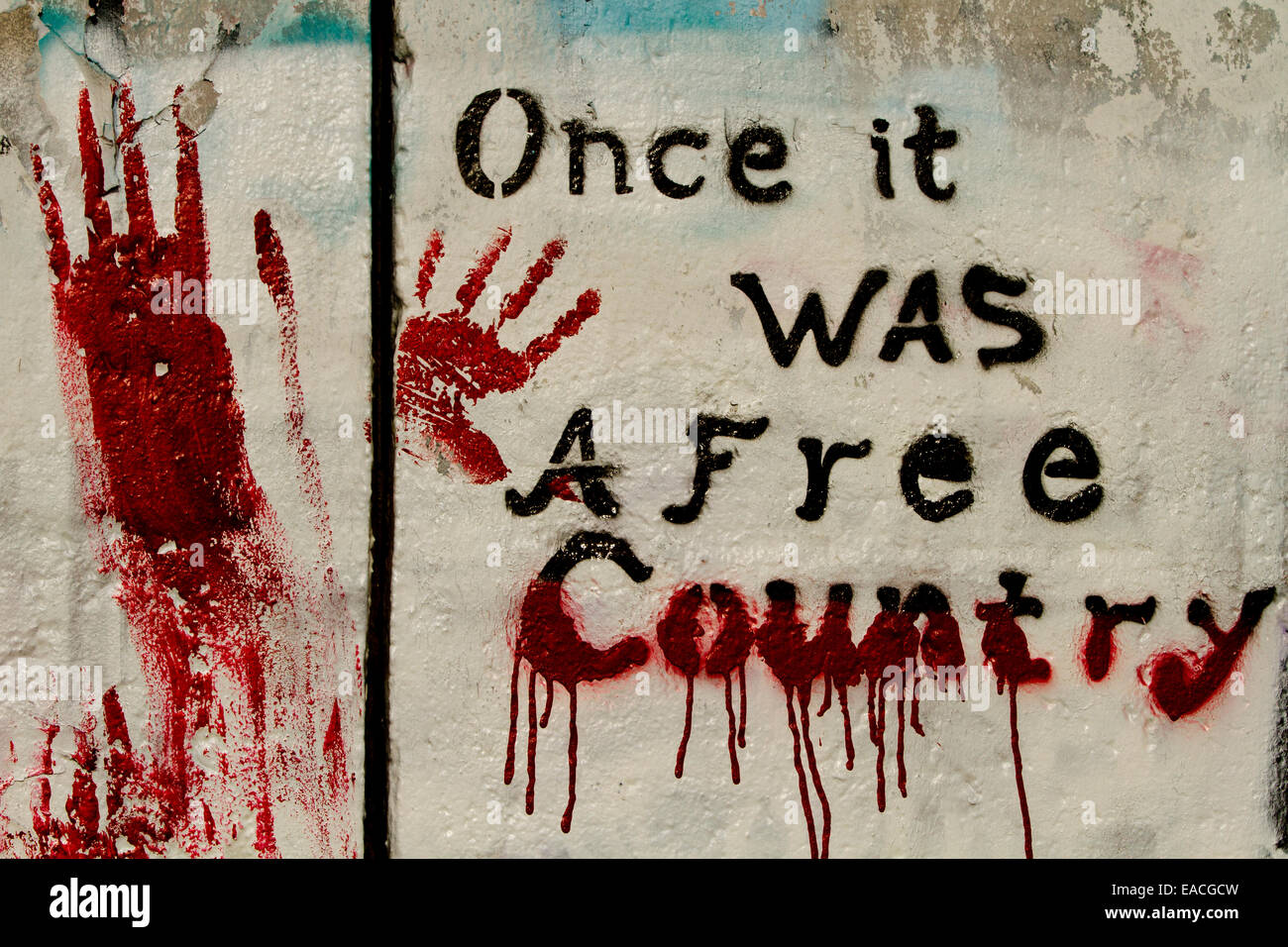 Graffiti du mur de Berlin il était une fois un pays libre Banque D'Images