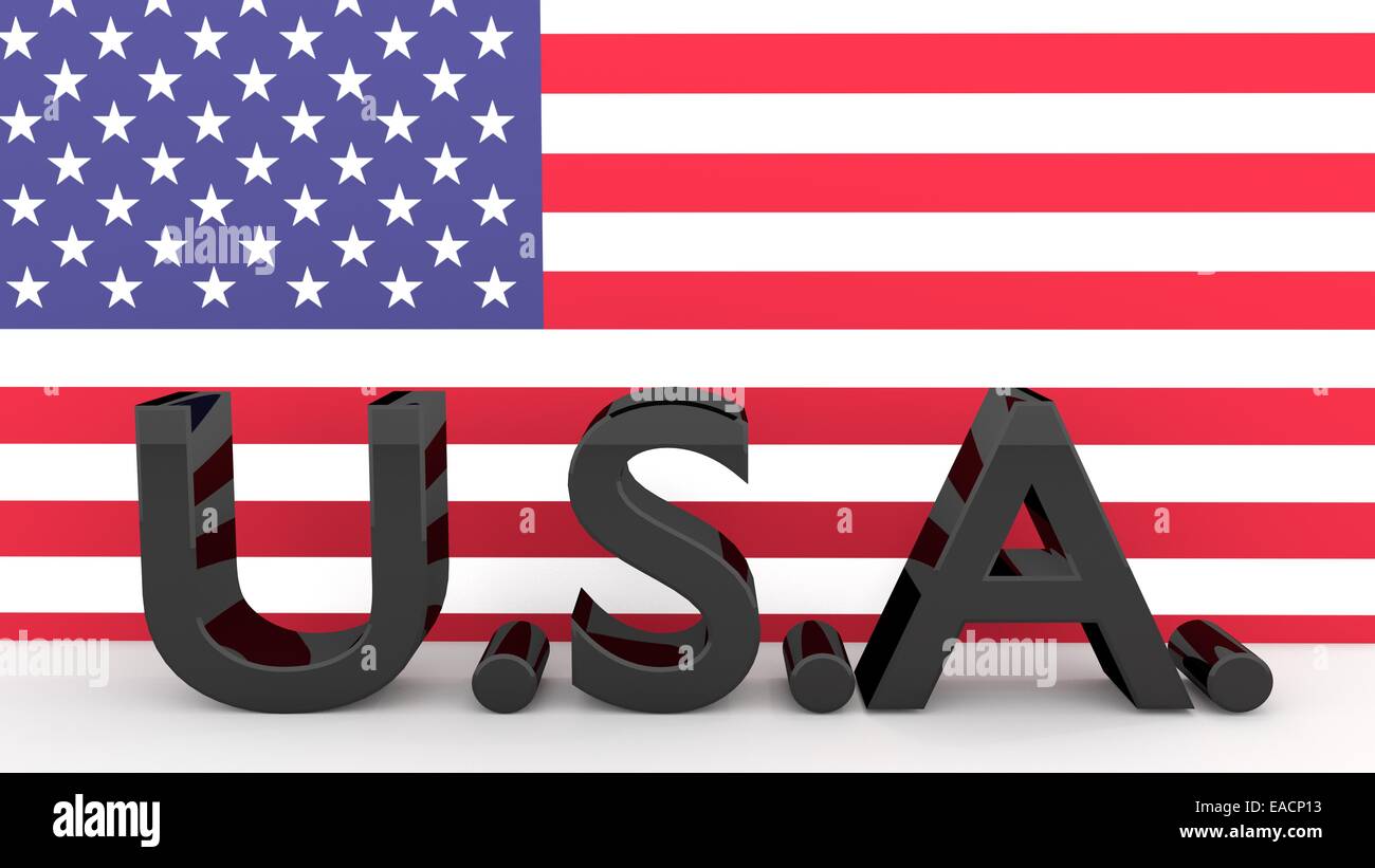 Lettres USA faite de métal devant sur un drapeau américain Photo Stock -  Alamy