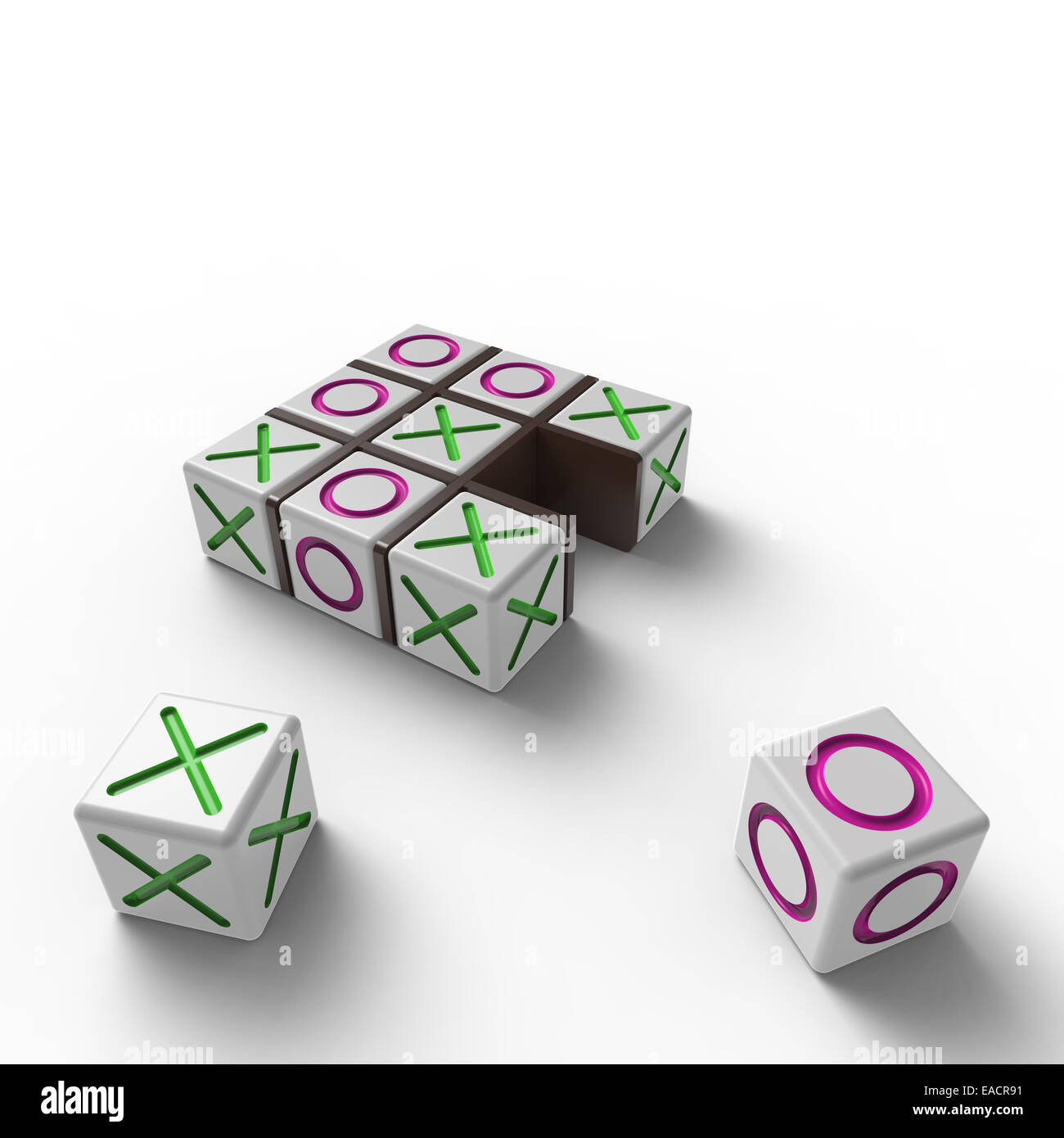 Avec blocs blancs et des zéros Croix dans un cadre en bois sur fond blanc Banque D'Images