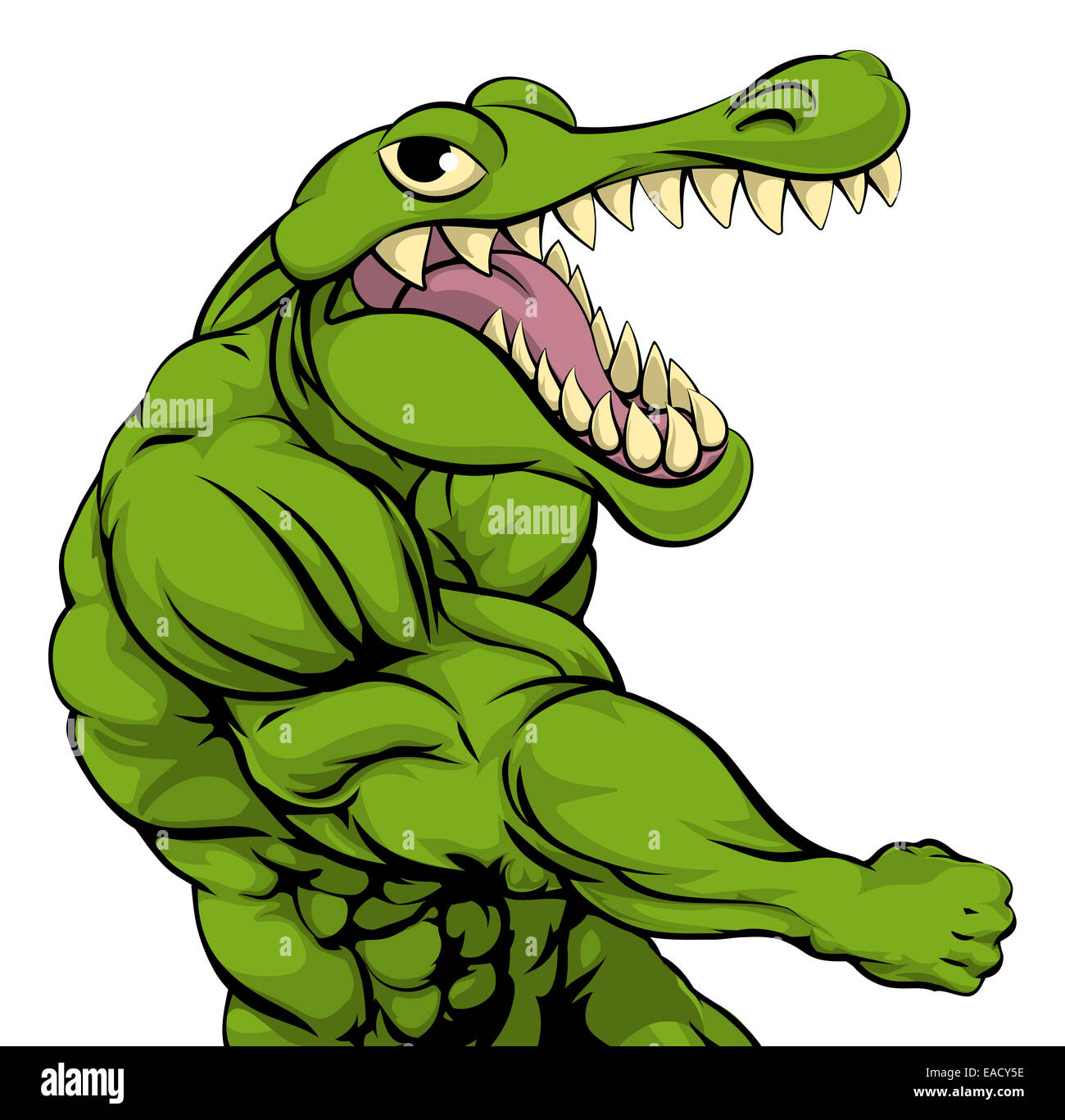 Mascotte crocodile ou Alligator à frappe le spectateur avec fist serra Banque D'Images