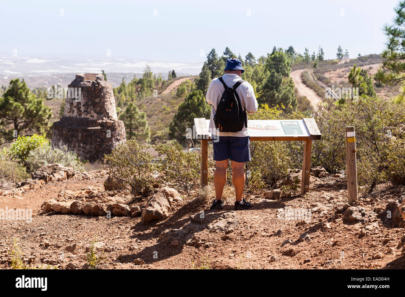 Site d'un ancien moulin à eau désaffecté sur le Las Vegas circuit de randonnée à Tenerife, Îles Canaries, Espagne. Banque D'Images