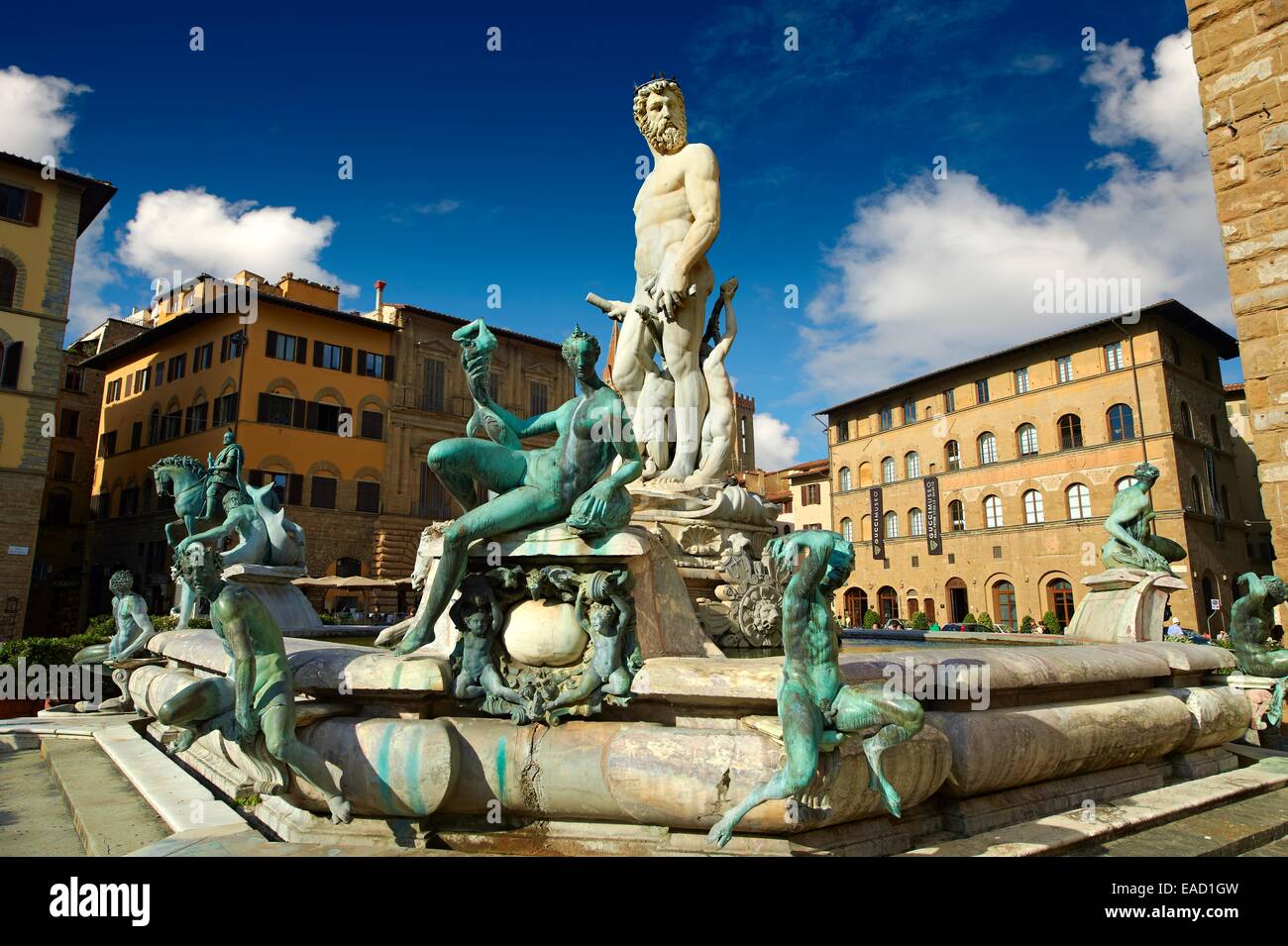 La fontaine de Neptune, Bartolomeo Ammannati, 1575, Piazza della Signoria, Florence, Toscane, Italie Banque D'Images