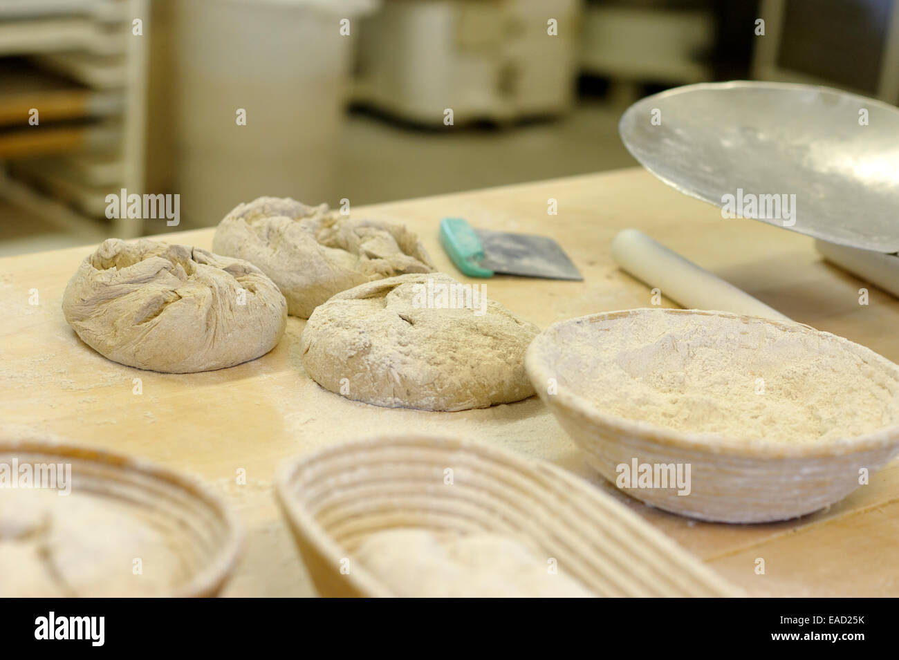 La fabrication du pain au levain, la pâte à pain, Banque D'Images