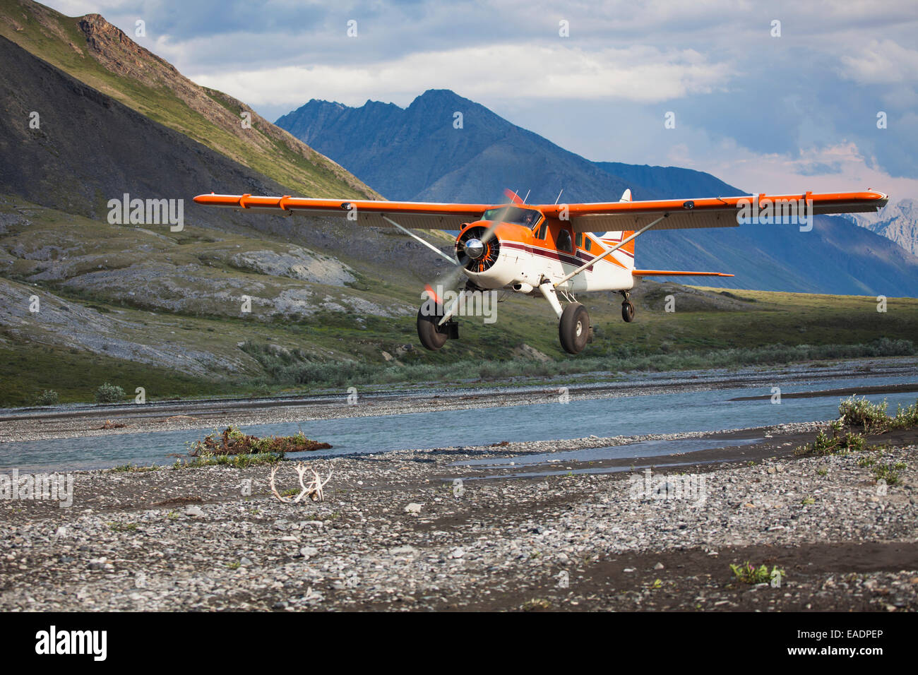 Avion de brousse,rivière Canning,arctic refuge,arrivant Banque D'Images