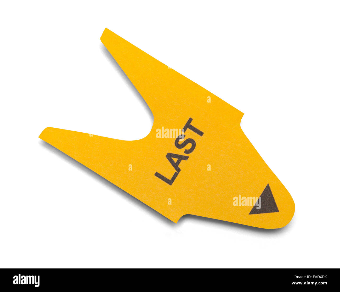 Dernier billet papier jaune isolé sur fond blanc. Banque D'Images