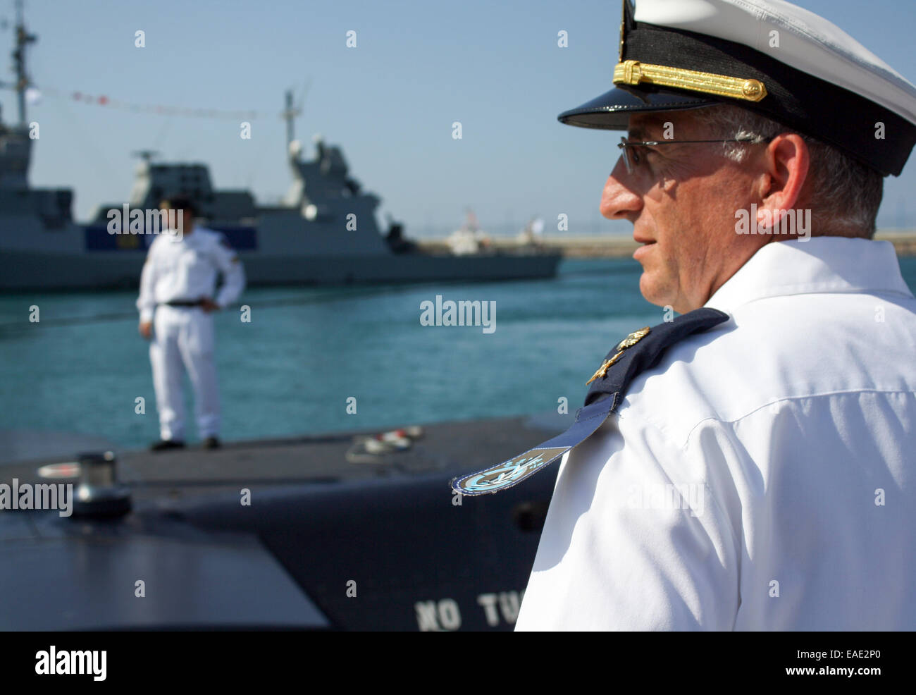 Aluf Ram Rothberg chef de la Marine d'Israël à l'arrivée de la nouvelle  Marine Israélienne INS (tanin) sous-marin de classe Dolphin Germa Photo  Stock - Alamy