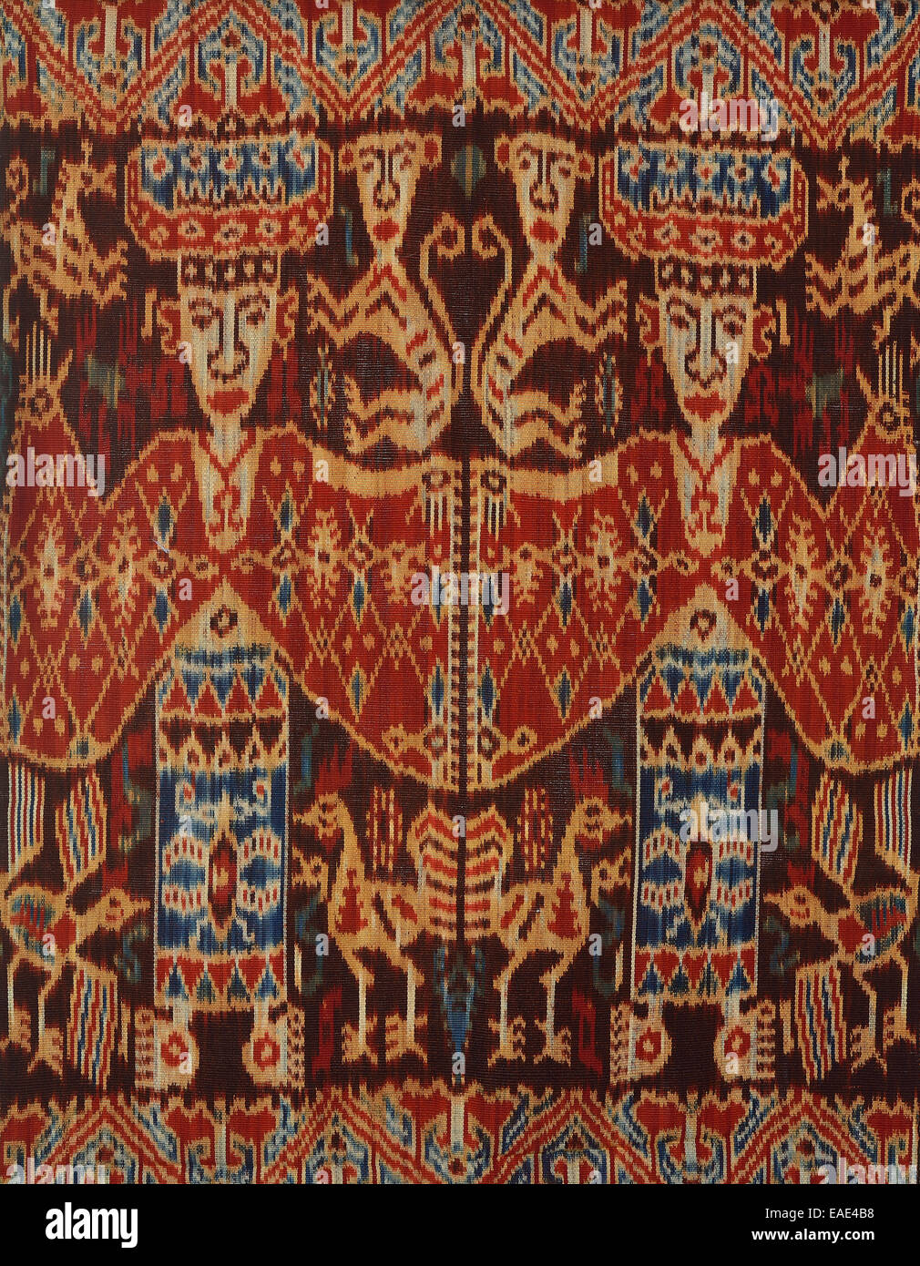 Textiles tissés à la main, l'ikat sumba, hinggi, manteau ou cape, autour de 1930, Sumba, Indonésie Banque D'Images