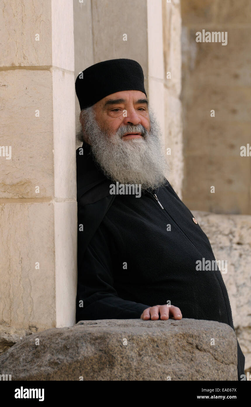Clerc grec orthodoxe, Jérusalem, district de Jérusalem, Israël Banque D'Images