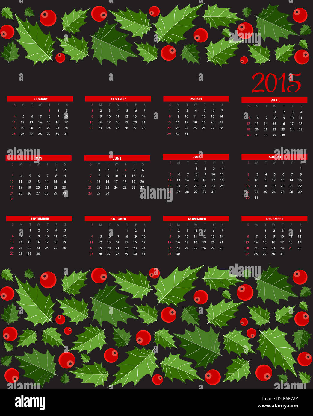 2015 Nouvelle année calendrier Vector Illustration Banque D'Images