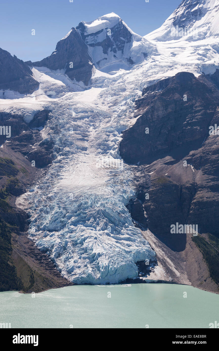 Cascade de glace de glacier et Berg Berg Lake, le parc provincial du mont Robson, Province de la Colombie-Britannique, Canada Banque D'Images