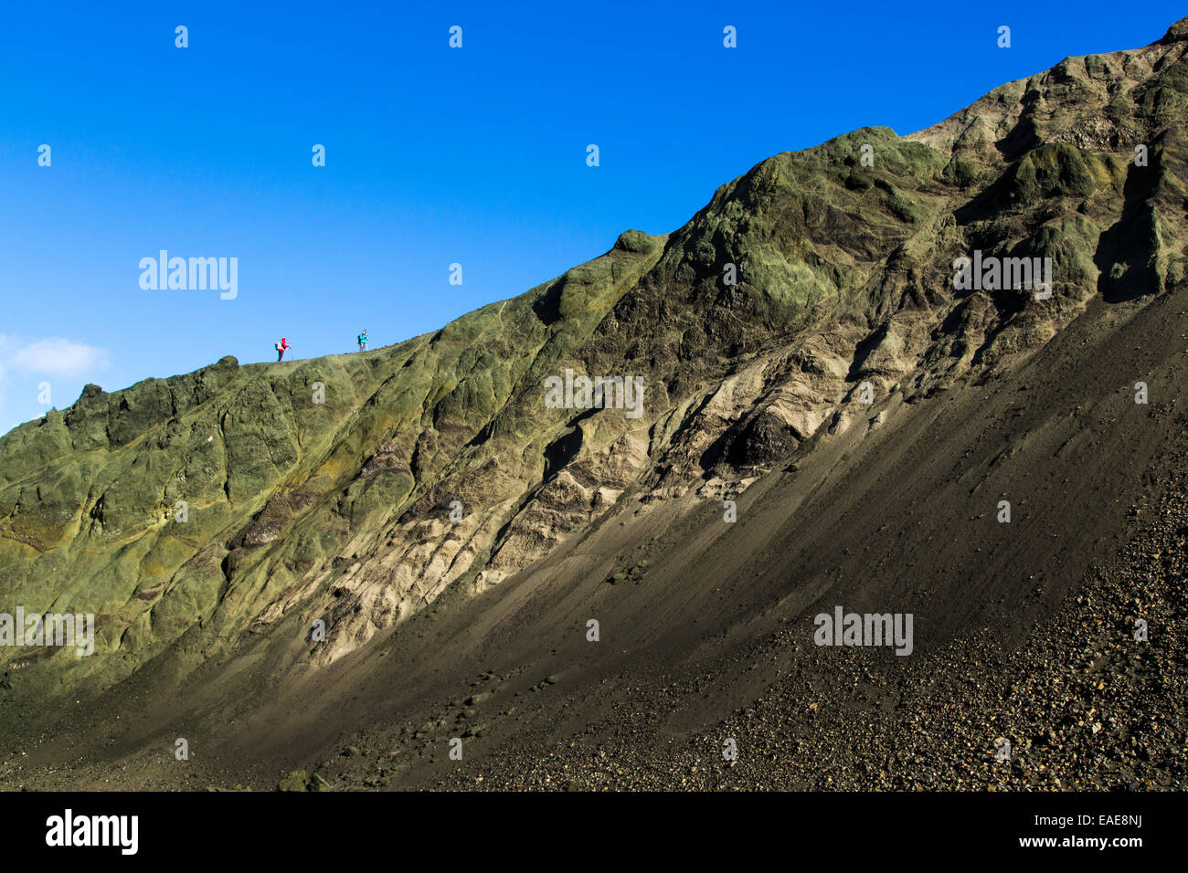 Les randonneurs dans la région de Landmannalaugar Landmannalaugar, Région du Sud, Islande Banque D'Images