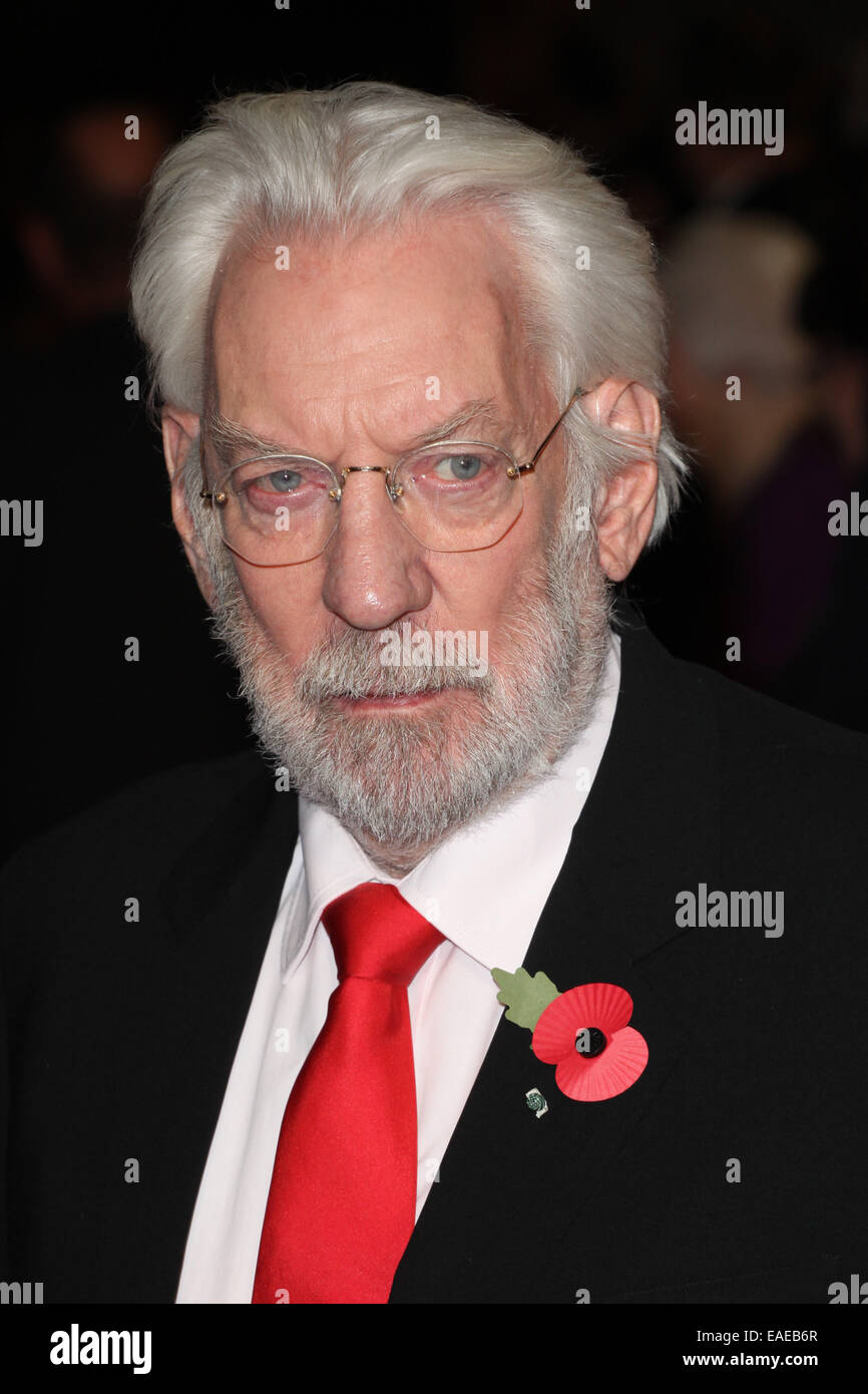 Donald Sutherland arrivant pour la première mondiale de 'The Hunger Games : Clarak Partie 1" à l'Odeon Leicester Square, Londres. 10/11/2014/photo alliance Banque D'Images