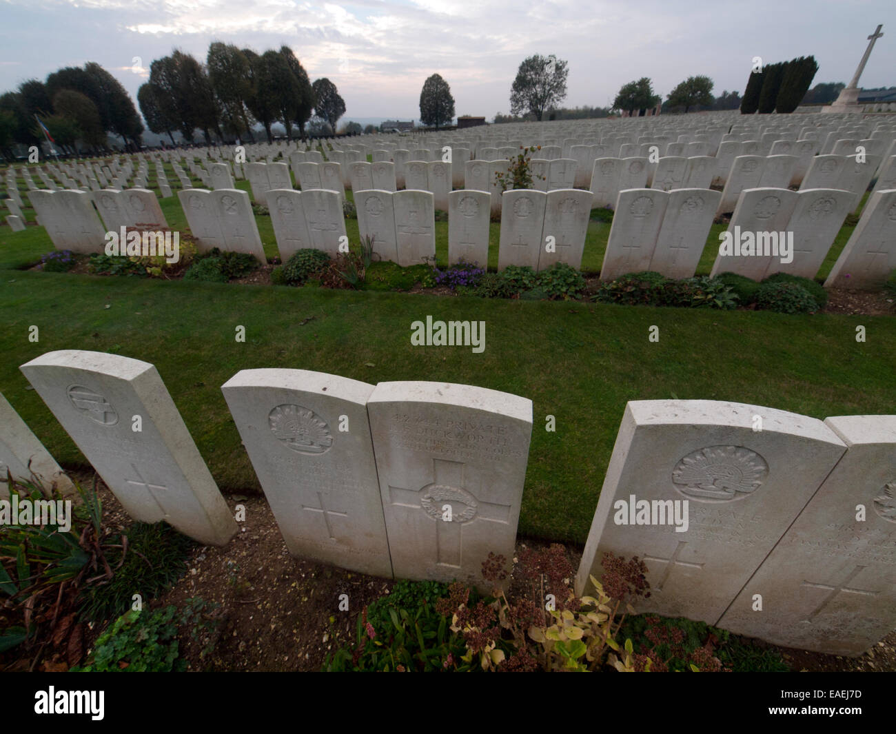 Dans les sépultures de guerre au cimetière communal d'Abbeville dans la région de la somme de la France Banque D'Images