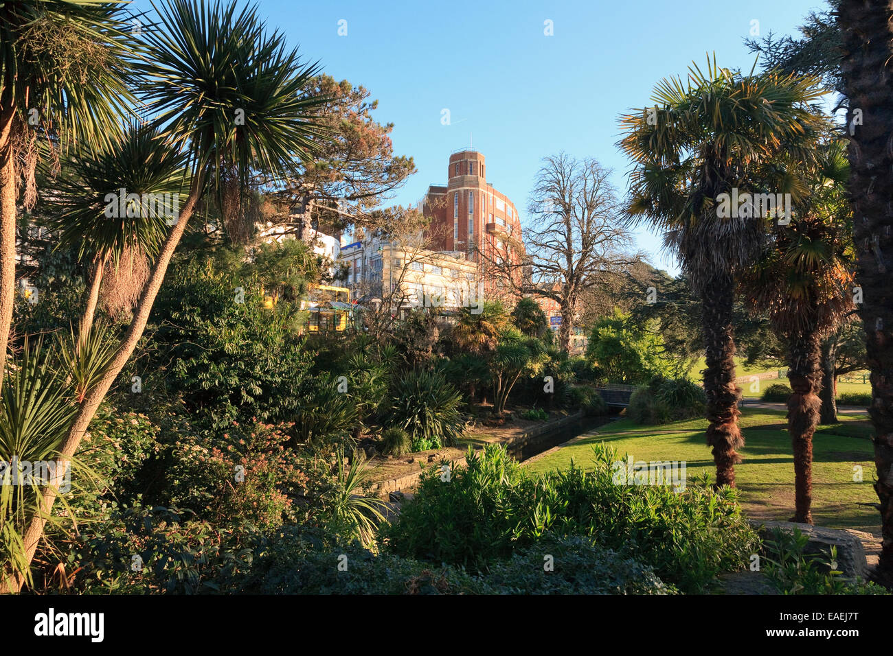 Jardins de Bournemouth, entre le centre-ville et de la plage, en hiver Banque D'Images