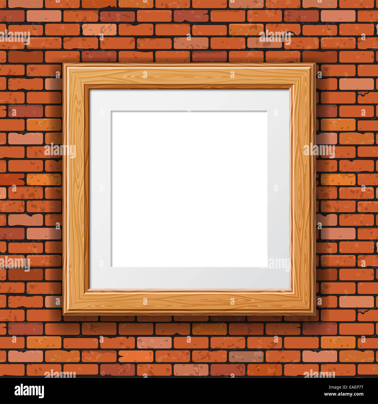Mur de briques avec cadre en bois. illustration. Banque D'Images