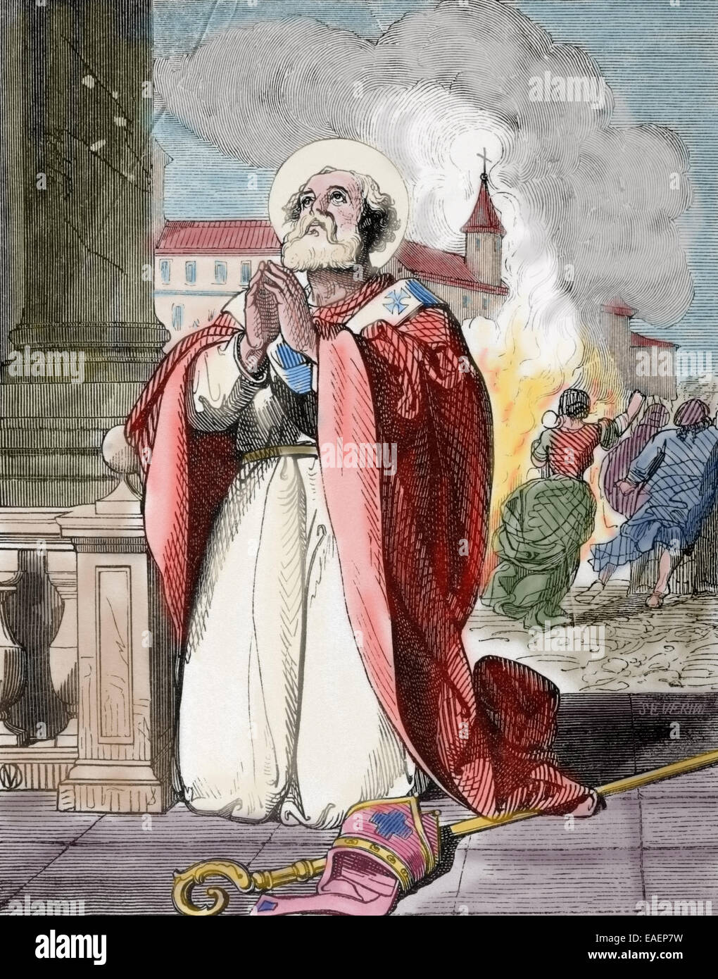 Saint Mamertus (mort C. 475). Évêque de Vienne en Gaule. Gravure de Severini. 19e siècle. De couleur. Banque D'Images