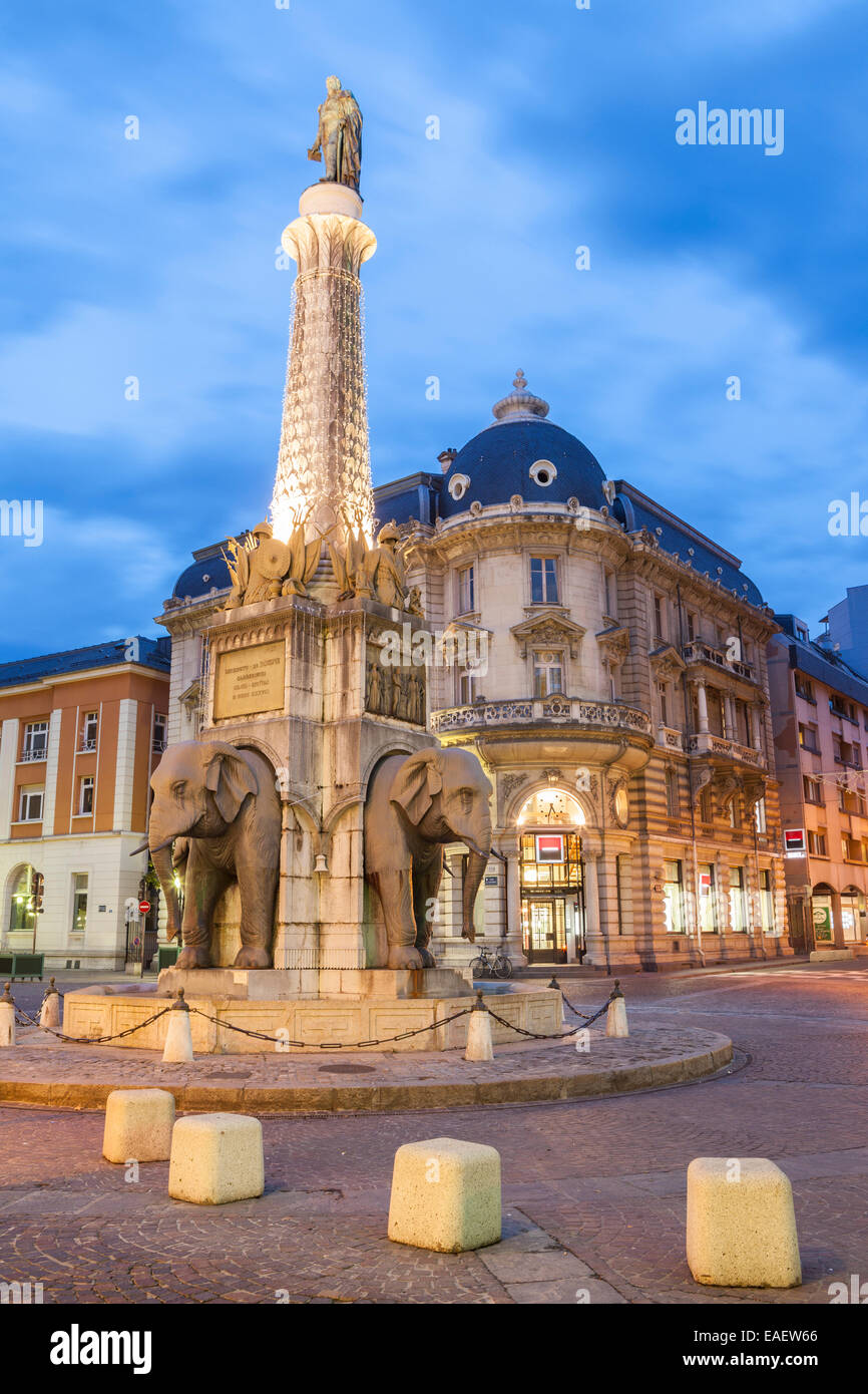 Fontaine des Eléphants, Chambéry, Rhône-Alpes. France Banque D'Images