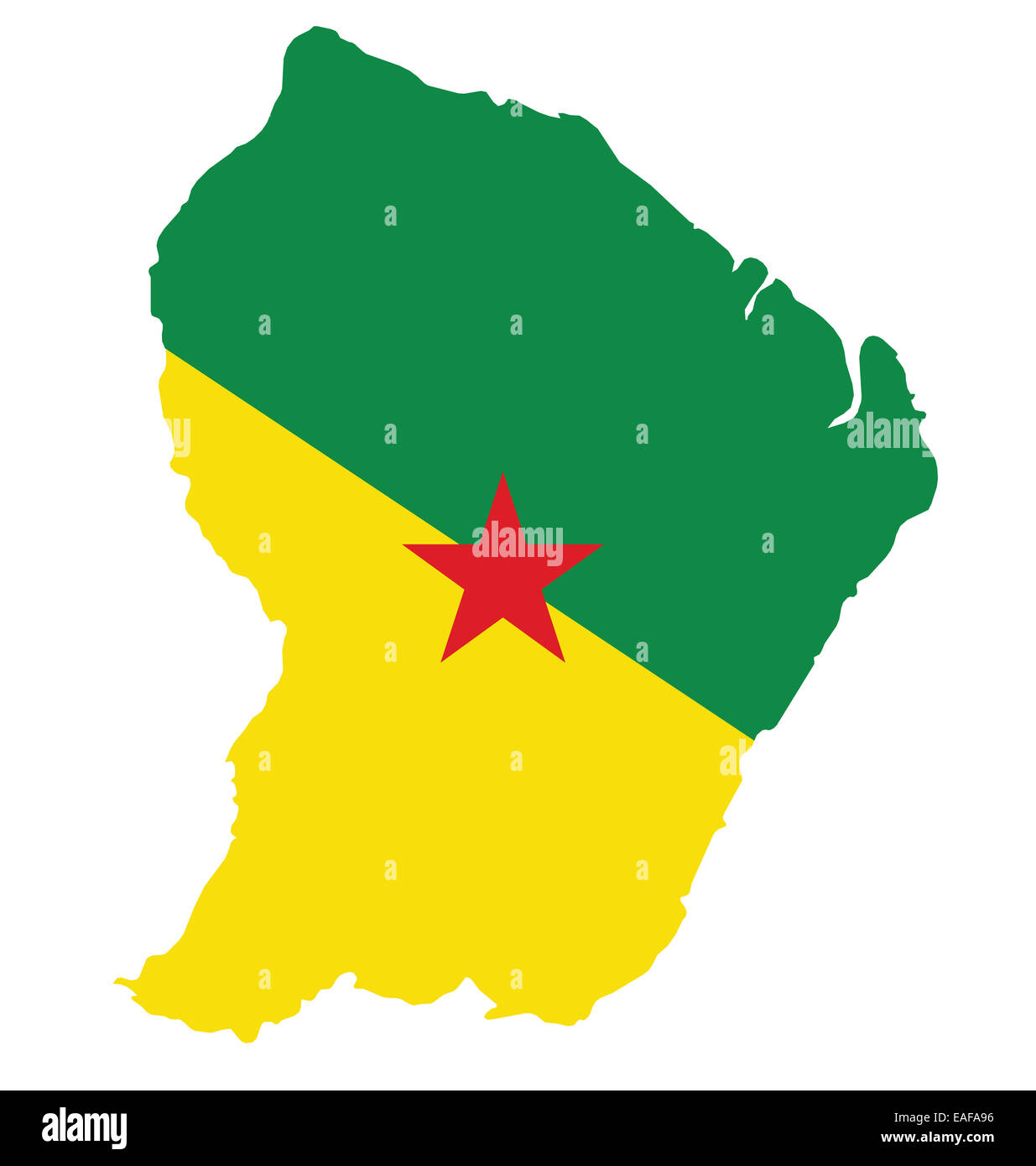 Drapeau de la Guyane superposées sur une carte détaillée Photo Stock