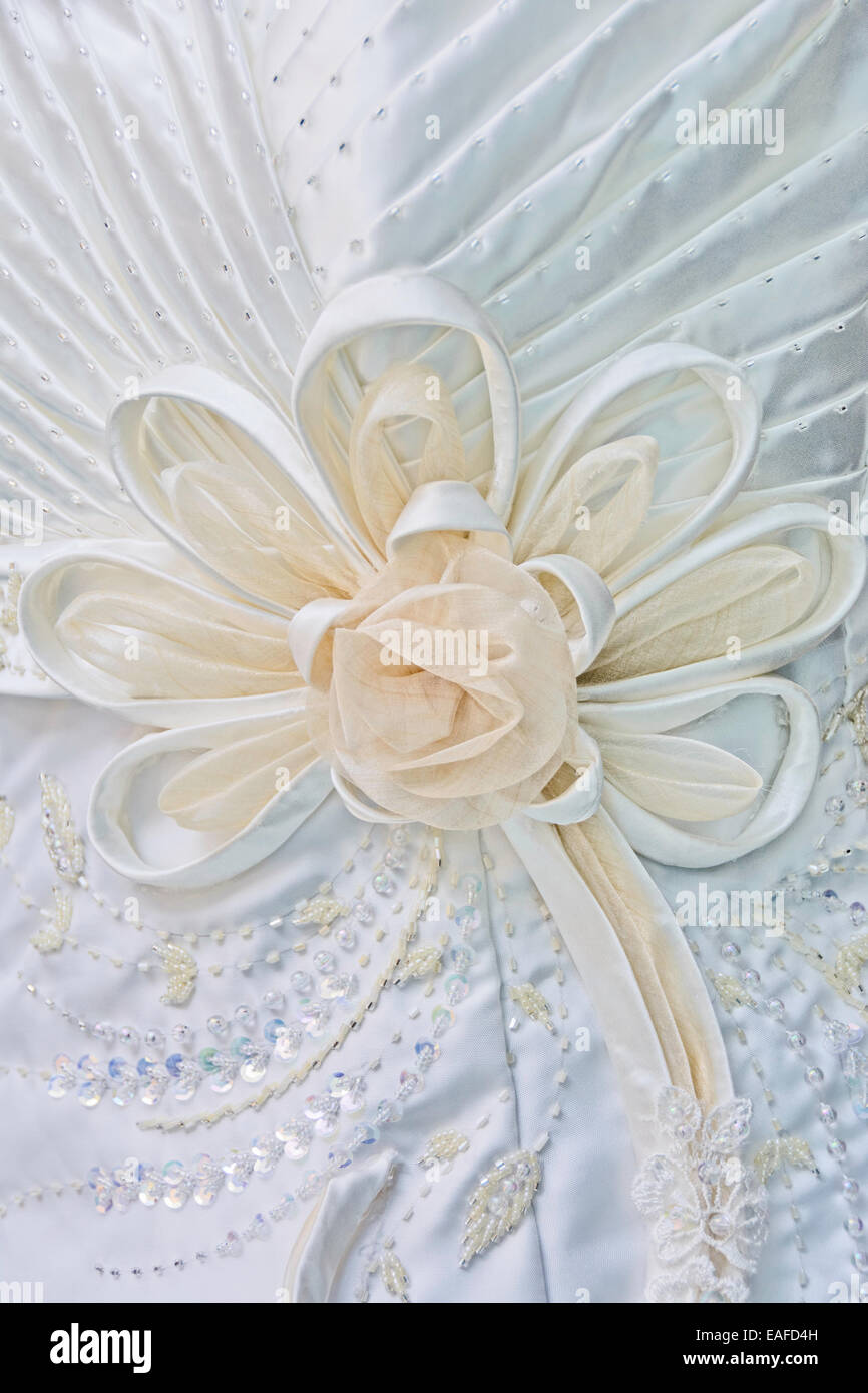 La texture de robe de mariage blanc Banque D'Images