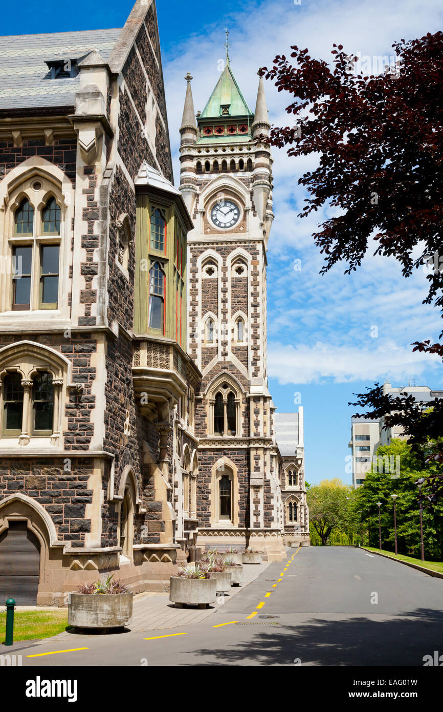 Université d'Otago bâtiment du Greffe avec l'horloge, Dunedin, Nouvelle-Zélande Banque D'Images