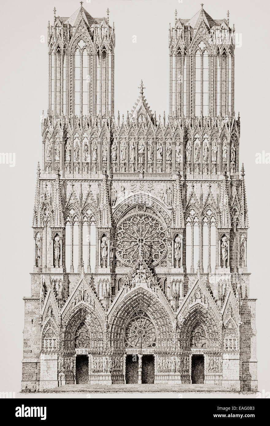 Notre-Dame de Reims (Notre Dame de la cathédrale de Reims), Reims, France. Banque D'Images