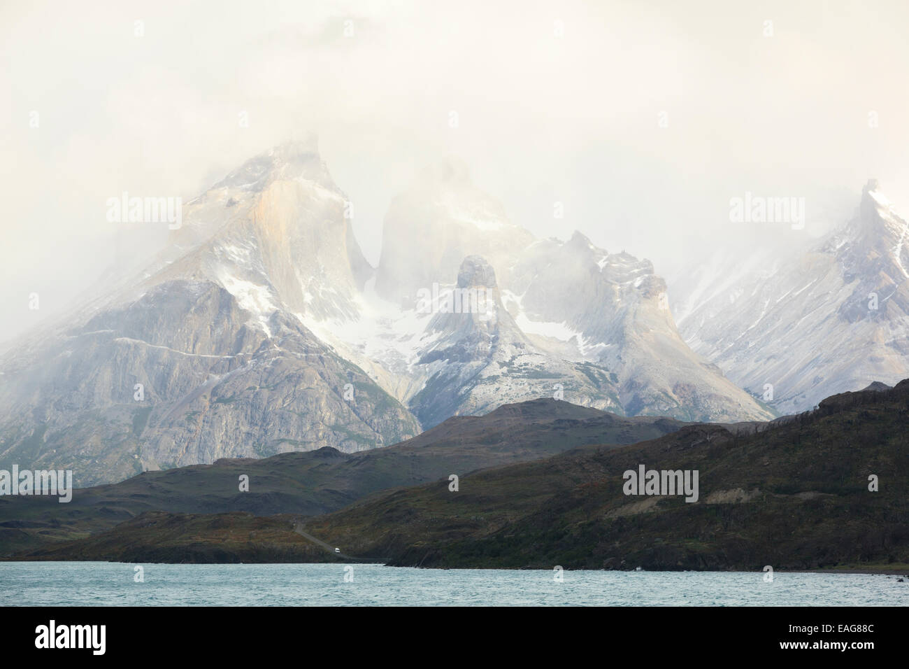 Parc National Torres del Paine, le lac Pehoe, Patagonie, Chili Banque D'Images
