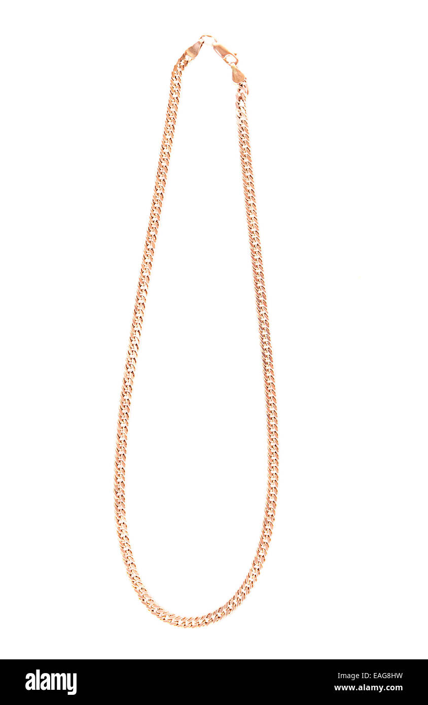 Chaîne d'or Bijoux. Isolé sur Blanc Backgorund. Banque D'Images
