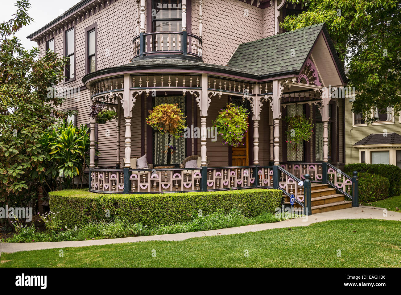 Les belles maisons victoriennes sur Carroll Avenue dans Echo Park. Banque D'Images