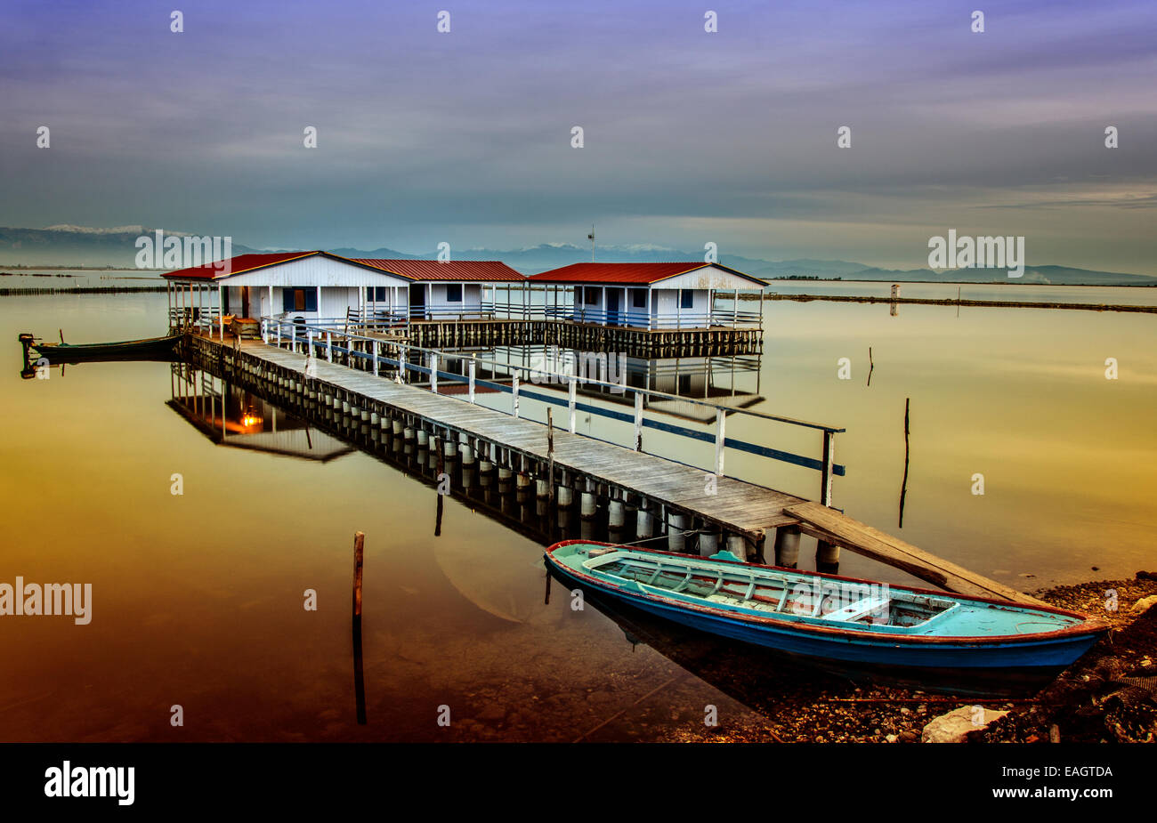 Une cabane de pêcheur dans la région de lagoon Grèce Banque D'Images