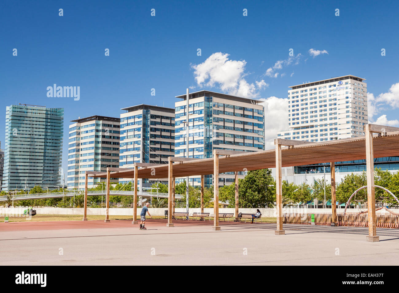 Quartier de Poble Nou, près de la plage de Bogatell, Barcelone, Espagne Banque D'Images