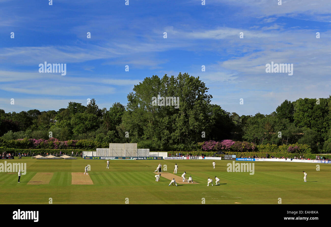 Cricket - Vue générale du jeu entre le Kent et dans le Worcestershire County Championship au sol Philippe à Tunbridge Wells Banque D'Images