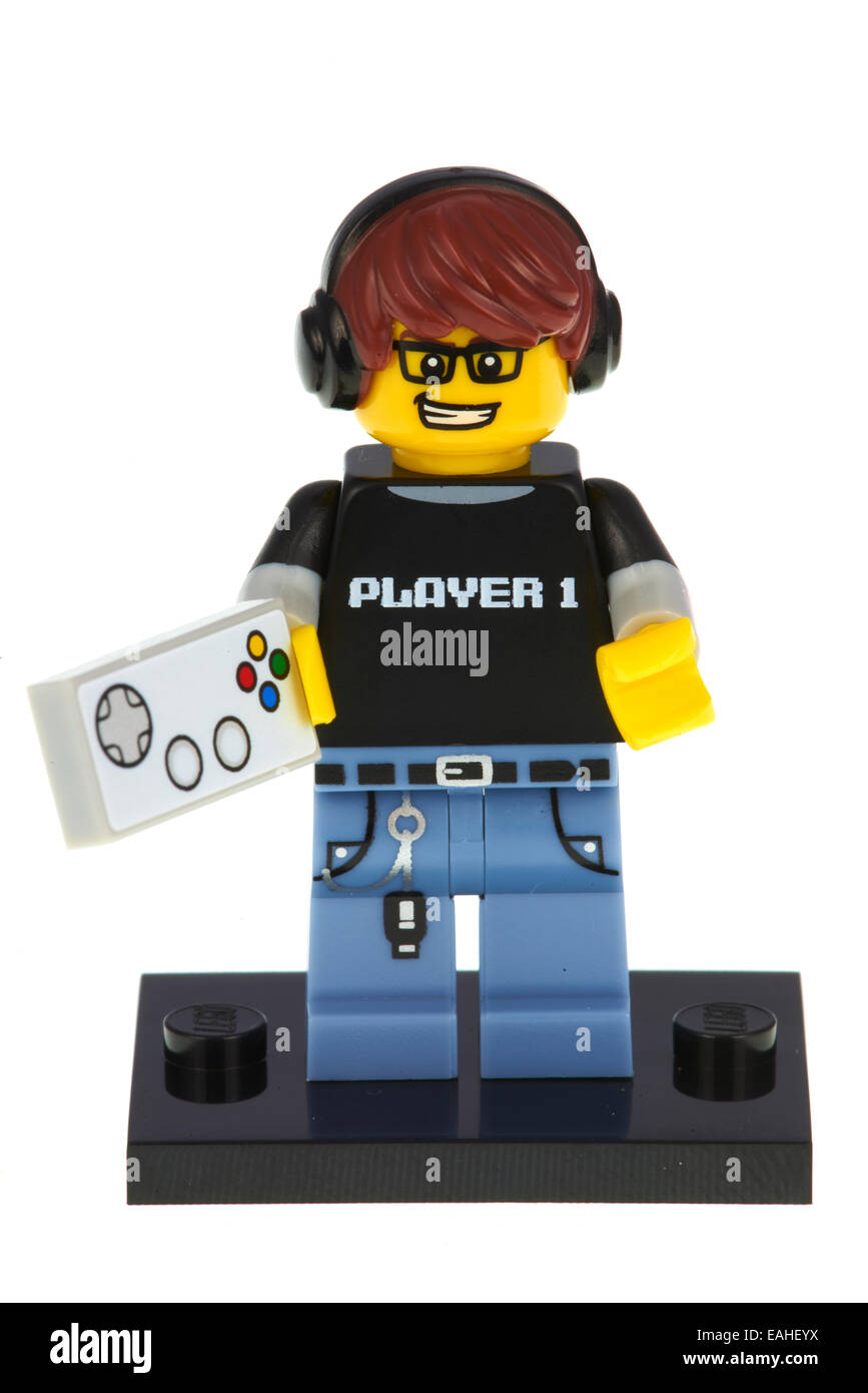 Joueur de jeu de l'ordinateur Figure Lego Banque D'Images