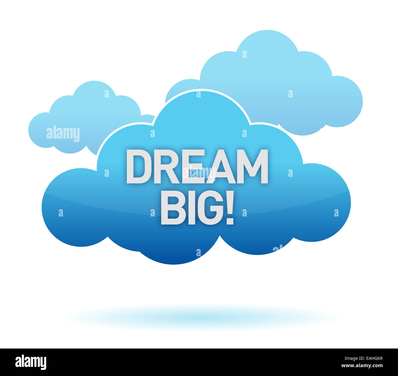 Cloud et rêver grand texte Banque D'Images