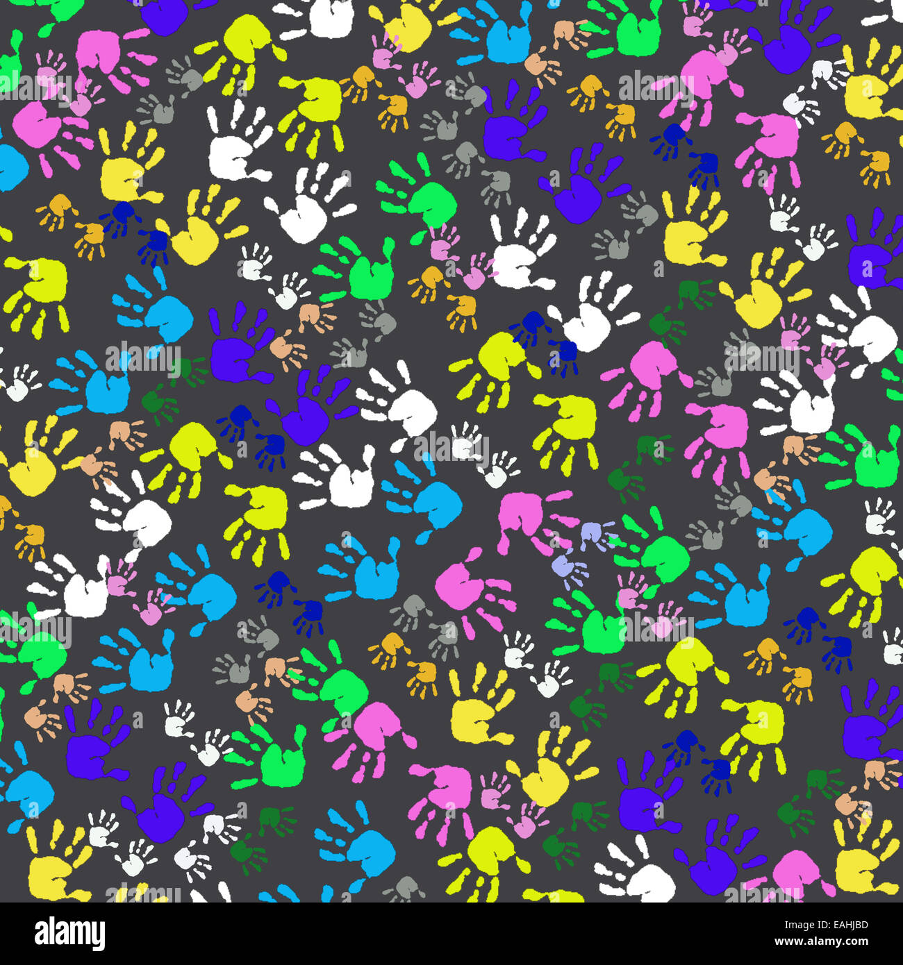 Enfants coloré motif transparent,Handprints Banque D'Images