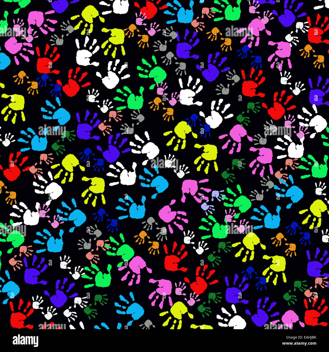 Enfants coloré motif transparent,Handprints Banque D'Images