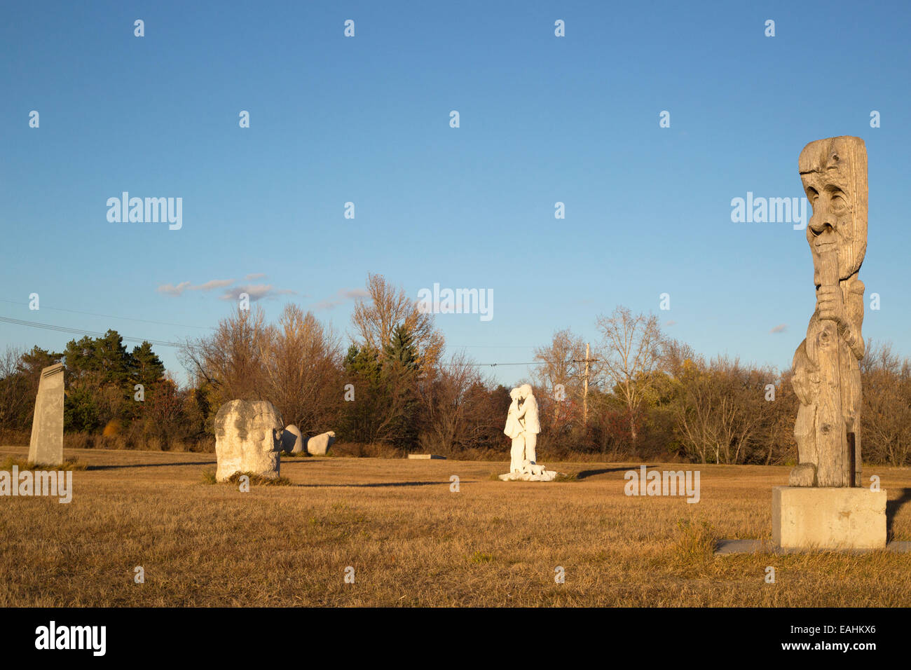 Jardin de sculptures, créé dans le cadre d'un symposium de sculpture à l'Université de la Saskatchewan Banque D'Images