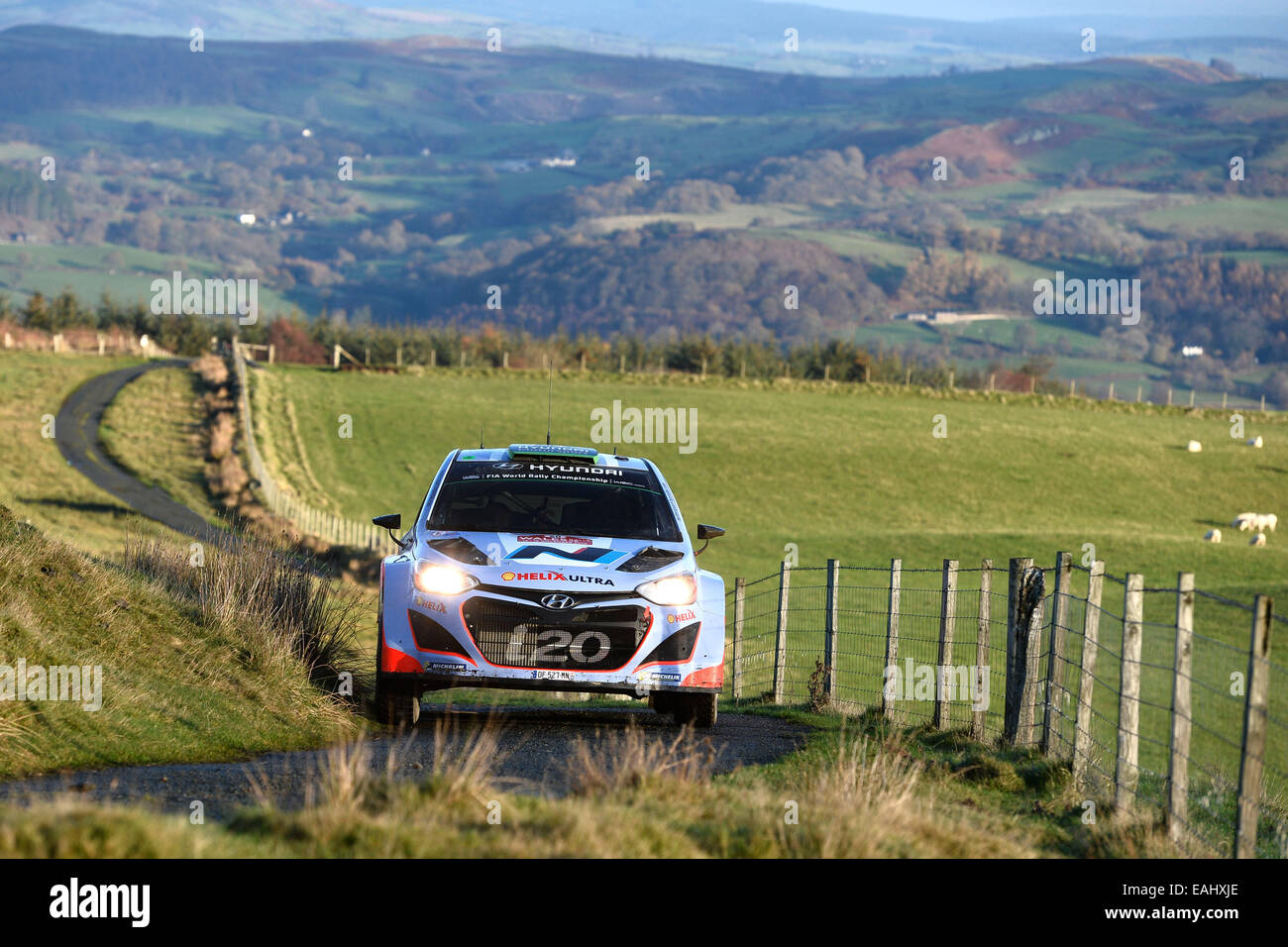 Clocaenog, au Pays de Galles. 15 Nov, 2014. FIA World Rally Championship, Wales Rally GB. J. Hanninen (FIN) et l'TuominenTomi ( FIN)- Hyundai i20 WRC : Action Crédit Plus Sport/Alamy Live News Banque D'Images