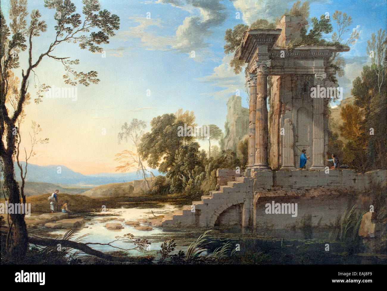 Paysage avec ruines et bergers Pierre Patel Chauny, 1605 - Paris, 1676 Français France Banque D'Images