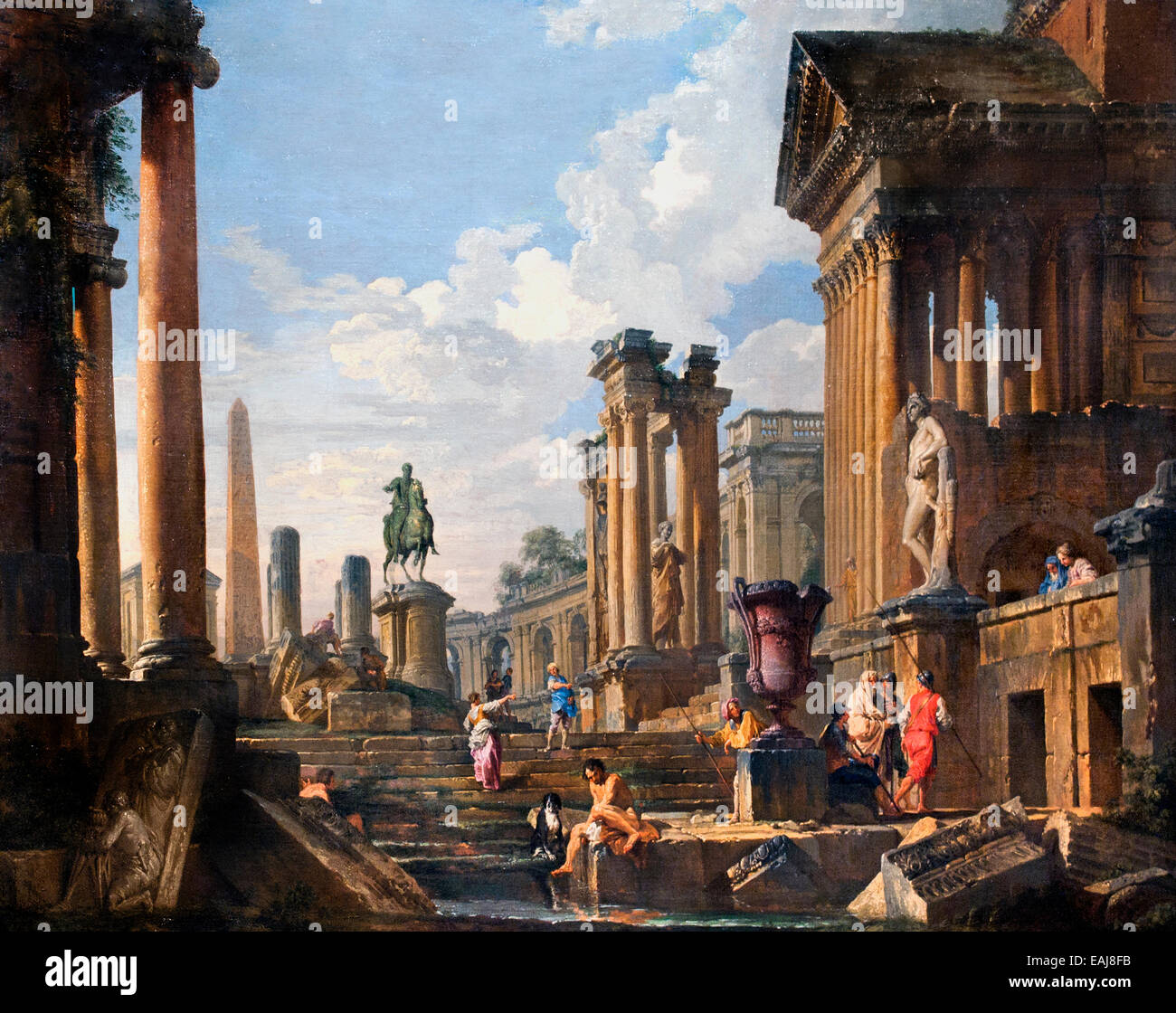 Ruines de l'obélisque de Giovanni Paolo Pannini Plaisance, 1692 - Rome, Italie italien 1765 Banque D'Images