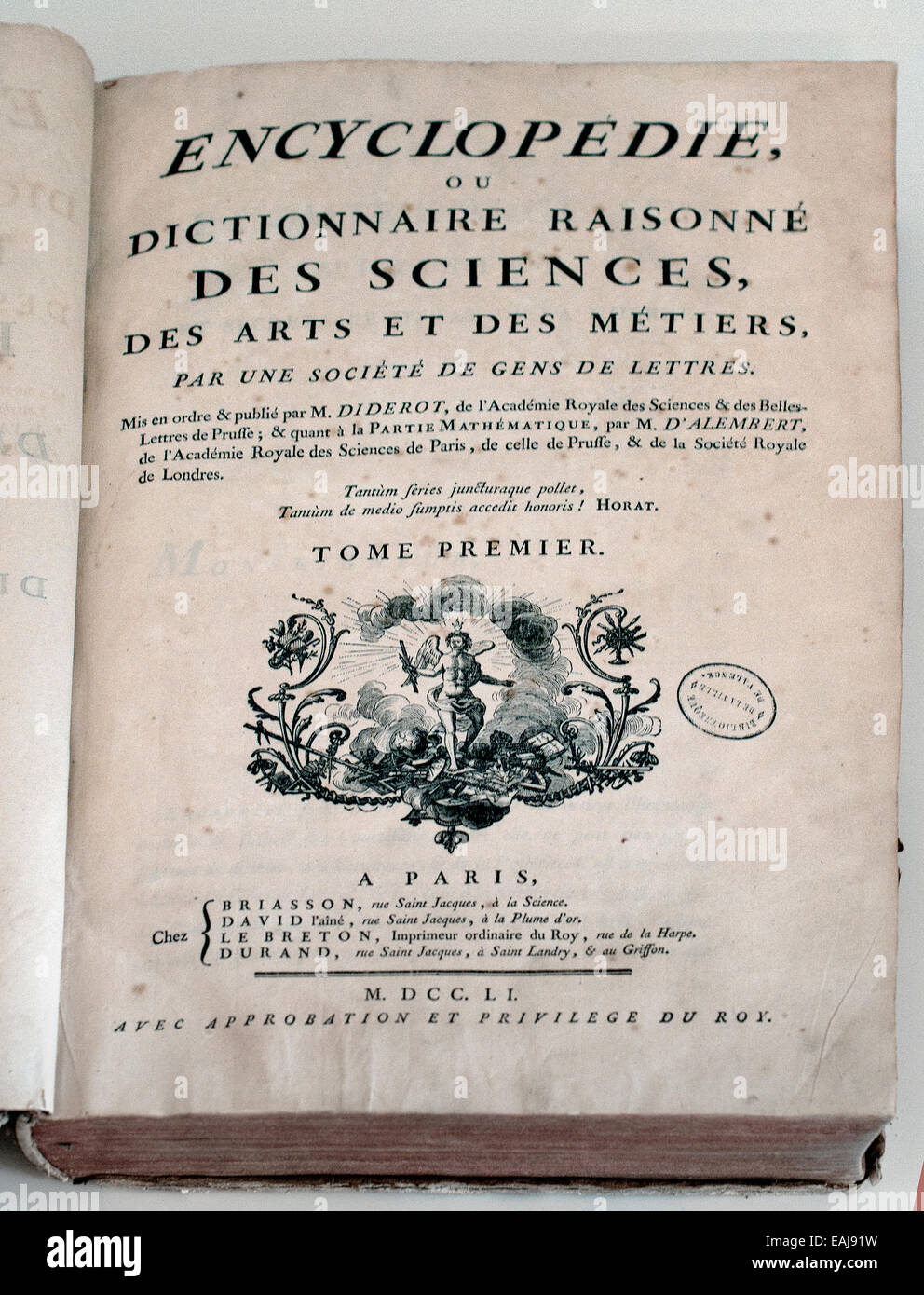 Encyclopédie - Encyclopédie canadienne 1751 Denis Diderot et Jean Le Rond d'Alembert France French Banque D'Images