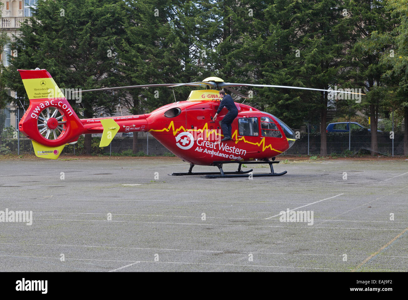 Great Western Air Ambulance à Grove Park, Weston-super-Mare, Somerset, Angleterre Banque D'Images