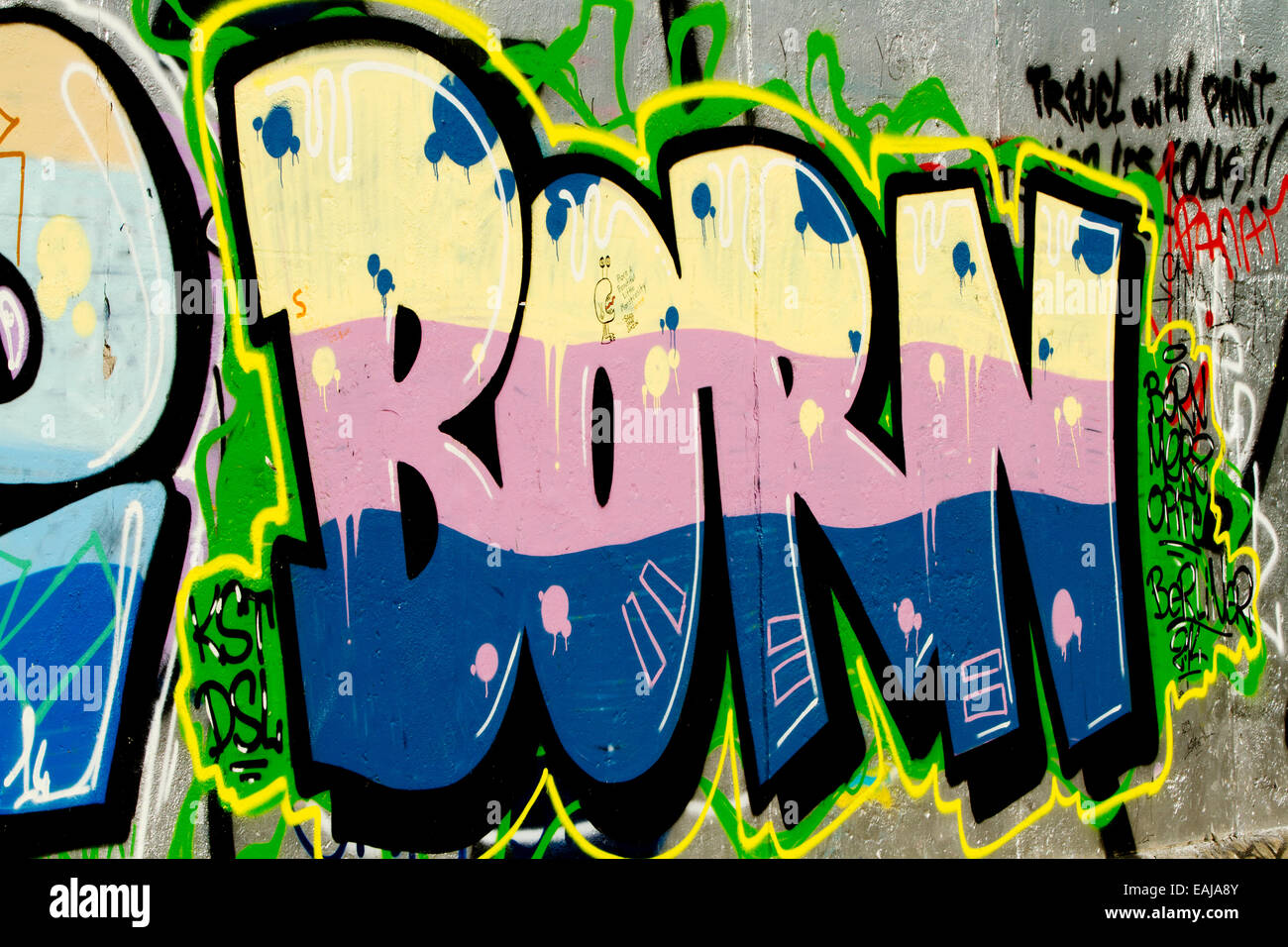 Tag Graffiti urban art Mur de Berlin né Banque D'Images